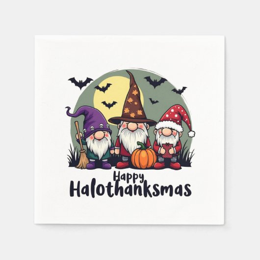 Gelukkige Hallothanksmas Xmas Halloween Gnomes Servet (Voorkant)