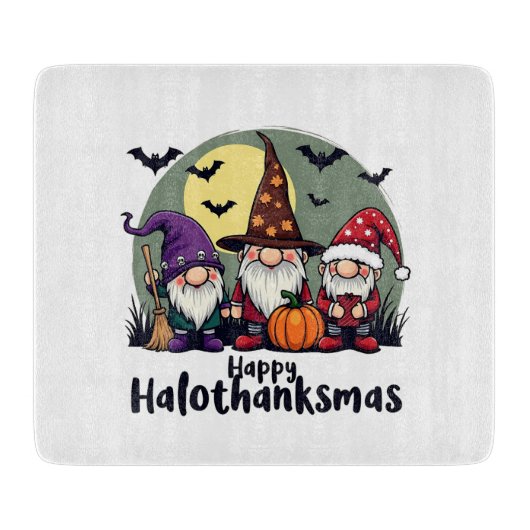 Gelukkige Hallothanksmas Xmas Halloween Gnomes Snijplank (Voorkant)