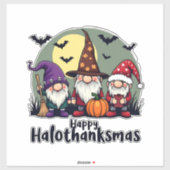 Gelukkige Hallothanksmas Xmas Halloween Gnomes Sticker (Vel)