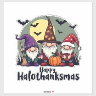 Gelukkige Hallothanksmas Xmas Halloween Gnomes Sticker