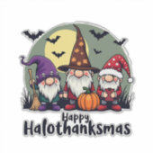 Gelukkige Hallothanksmas Xmas Halloween Gnomes Sticker (Voorkant)