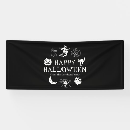 Gelukkige Halloween aangepaste naam spooky decorat Spandoek (Horizontaal)