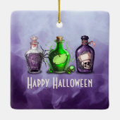 Gelukkige Halloween Apothecary Jar Keramisch Ornament (Achterkant)
