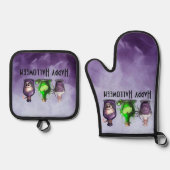 Gelukkige Halloween Apothecary Jar Ovenwant & Pannenlap Set (Voorkant)
