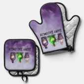 Gelukkige Halloween Apothecary Jar Ovenwant & Pannenlap Set (Voorkant / Achterkant)