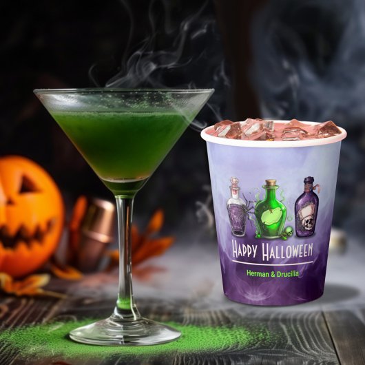 Gelukkige Halloween Apothecary Jar Papieren Bekers