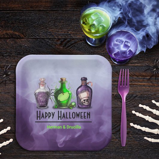 Gelukkige Halloween Apothecary Jar Papieren Bordje