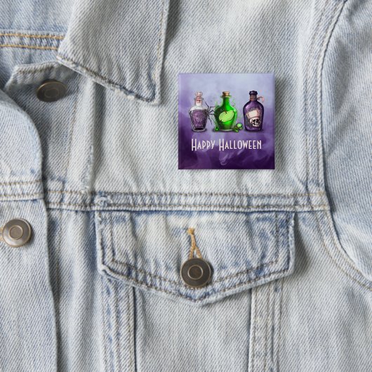 Gelukkige Halloween Apothecary Jar Vierkante Button 5,1 Cm (In situ)