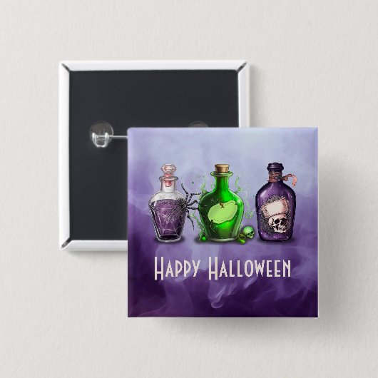 Gelukkige Halloween Apothecary Jar Vierkante Button 5,1 Cm (Voorkant /achterkant)