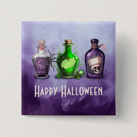 Gelukkige Halloween Apothecary Jar Vierkante Button 5,1 Cm (Voorkant)