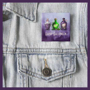 Gelukkige Halloween Apothecary Jar Vierkante Button 5,1 Cm