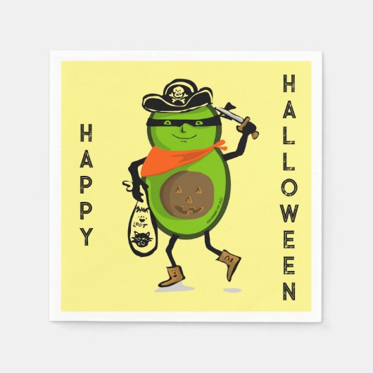 Gelukkige Halloween Avocado Pirate Servet (Voorkant)