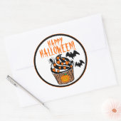 Gelukkige Halloween Bats Cupcake Ronde Sticker (Envelop)