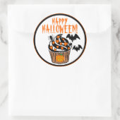 Gelukkige Halloween Bats Cupcake Ronde Sticker (Tas)