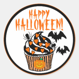 Gelukkige Halloween Bats Cupcake Ronde Sticker