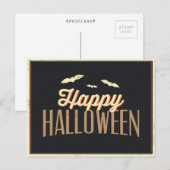 Gelukkige Halloween Bats Typografie Groet Briefkaart (Voorkant / Achterkant)