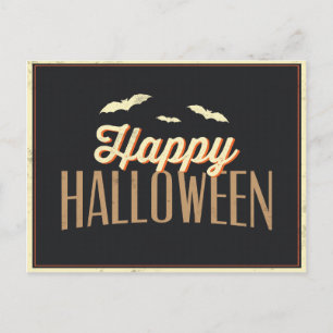 Gelukkige Halloween Bats Typografie Groet Briefkaart