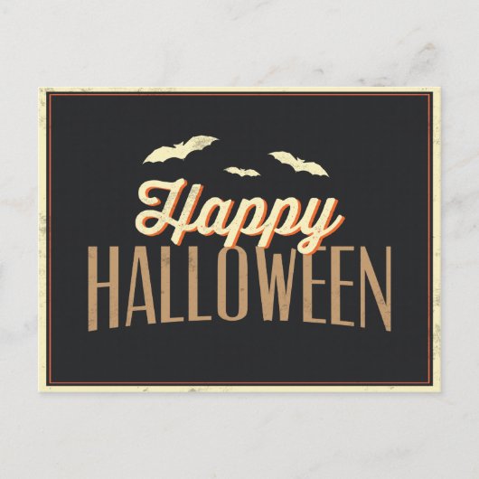 Gelukkige Halloween Bats Typografie Groet Briefkaart (Voorkant)