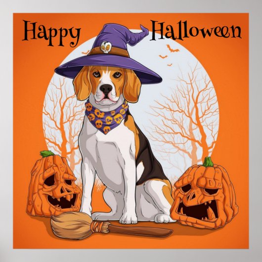 Gelukkige Halloween Beagle Witch Poster (Voorkant)