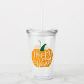 Gelukkige Halloween-belettering op gesneden pompoe Acryl Drinkbeker (Voorkant)