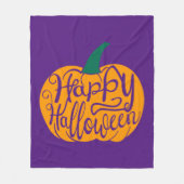 Gelukkige Halloween-belettering op gesneden pompoe Fleece Deken (Voorkant)