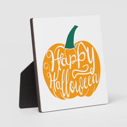 Gelukkige Halloween-belettering op gesneden pompoe Fotoplaat (Voorkant)