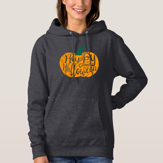 Gelukkige Halloween-belettering op gesneden pompoe Hoodie (Voorkant)