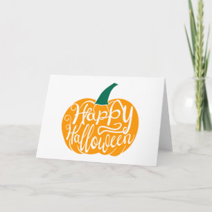 Gelukkige Halloween-belettering op gesneden pompoe Kaart