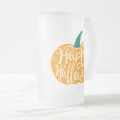 Gelukkige Halloween-belettering op gesneden pompoe Matglas Bierpul (Voorkant rechts)