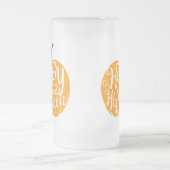 Gelukkige Halloween-belettering op gesneden pompoe Matglas Bierpul (Center)