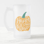 Gelukkige Halloween-belettering op gesneden pompoe Matglas Bierpul (Links)