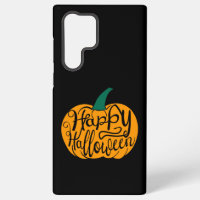 Gelukkige Halloween-belettering op gesneden pompoe