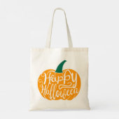 Gelukkige Halloween-belettering op gesneden pompoe Tote Bag (Achterkant)