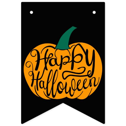 Gelukkige Halloween-belettering op gesneden pompoe Vlaggetjes (Tweede vlag)