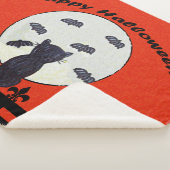 Gelukkige Halloween Black Cat Fence Maan Vliegende Sherpa Deken (3/4)