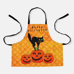 Gelukkige Halloween Black Cat Jack op lantaarn Schort