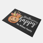 Gelukkige Halloween Bloemenpompoen gepersonaliseer Deurmat (Schuin)