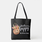 Gelukkige Halloween Bloemenpompoen gepersonaliseer Tote Bag (Achterkant)