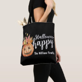 Gelukkige Halloween Bloemenpompoen gepersonaliseer Tote Bag (Dichtbij)