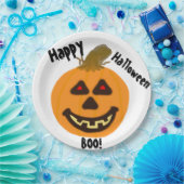 Gelukkige Halloween Boo lachende pompoen Papieren Bordje (Feest)