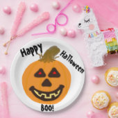 Gelukkige Halloween Boo lachende pompoen Papieren Bordje (Feest)