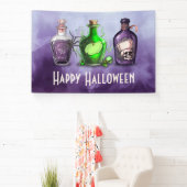 Gelukkige Halloween Brews en Boos Apothecary Banne Spandoek (Insitu)