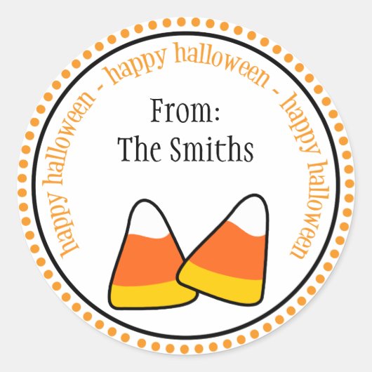 Gelukkige Halloween Candy Corn Dot Circle Labels (Voorkant)