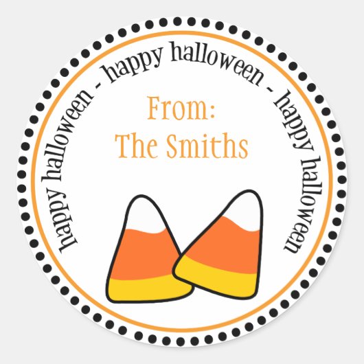Gelukkige Halloween Candy Corn Dot Circle Labels (Voorkant)