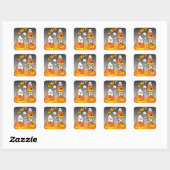 Gelukkige Halloween Candy Corn jongens Vierkante Sticker (Vel)