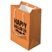 Gelukkige Halloween Cartoon Vleermuis met Naam Medium Cadeauzakje (Voorkant Gekanteld)