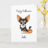 Gelukkige Halloween Chihuahua en Kleurplaat Kaart (Gele Bloem)