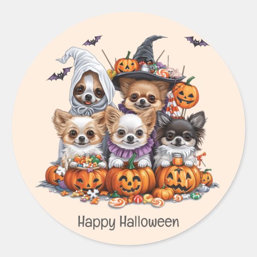 Gelukkige Halloween Chihuahua Honden Ronde Sticker (Voorkant)