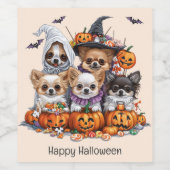 Gelukkige Halloween Chihuahua Honden Wijn Etiket (Enkel label)