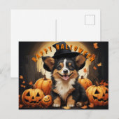 Gelukkige Halloween Corgi in Pompoen Patch Feestdagenkaart (Voorkant / Achterkant)